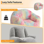 Poltrona a sacco con braccioli e schienale, Poltrona a sacco in ecopelliccia di peluche con memory foam, Divano a sacco ergonomico per soggiorno, camera da letto, ufficio Rosa