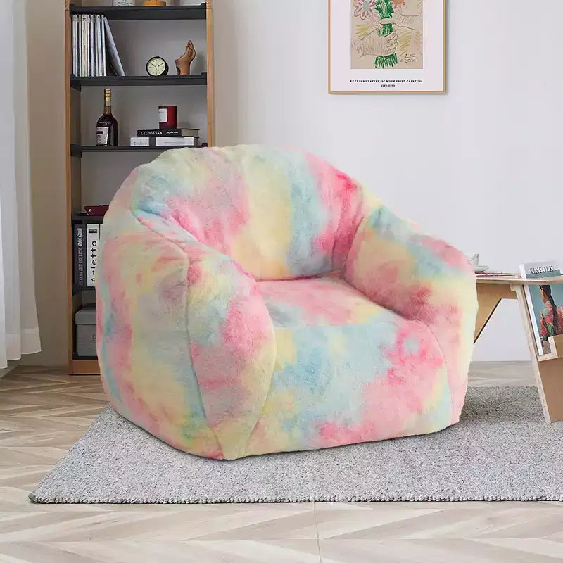 Poltrona a sacco con braccioli e schienale, Poltrona a sacco in ecopelliccia di peluche con memory foam, Divano a sacco ergonomico per soggiorno, camera da letto, ufficio Rosa