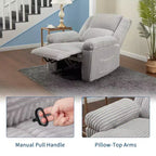 Poltrona reclinabile in velluto a coste, Divano reclinabile manuale con maniglia, Braccioli imbottiti, Imbottitura spessa, Tasca laterale, Soggiorno, Camera da letto, Home Theater, Grigio scuro