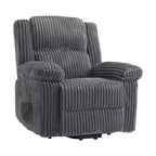 Poltrona reclinabile in velluto a coste, Divano reclinabile manuale con maniglia, Braccioli imbottiti, Imbottitura spessa, Tasca laterale, Soggiorno, Camera da letto, Home Theater, Grigio scuro