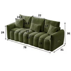 MAYEERTY Divano Premium in Tessuto Teddy da 78 pollici con 3 Cuscini Schienale e 3 Cuscini Seduta, Struttura in Legno Massello, Divano a 3 Posti con Poltrona Imbottita Oversize, Verde
