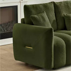 MAYEERTY Divano Premium in Tessuto Teddy da 78 pollici con 3 Cuscini Schienale e 3 Cuscini Seduta, Struttura in Legno Massello, Divano a 3 Posti con Poltrona Imbottita Oversize, Verde