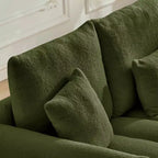 MAYEERTY Divano Premium in Tessuto Teddy da 78 pollici con 3 Cuscini Schienale e 3 Cuscini Seduta, Struttura in Legno Massello, Divano a 3 Posti con Poltrona Imbottita Oversize, Verde