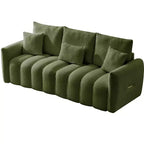 MAYEERTY Divano Premium in Tessuto Teddy da 78 pollici con 3 Cuscini Schienale e 3 Cuscini Seduta, Struttura in Legno Massello, Divano a 3 Posti con Poltrona Imbottita Oversize, Verde