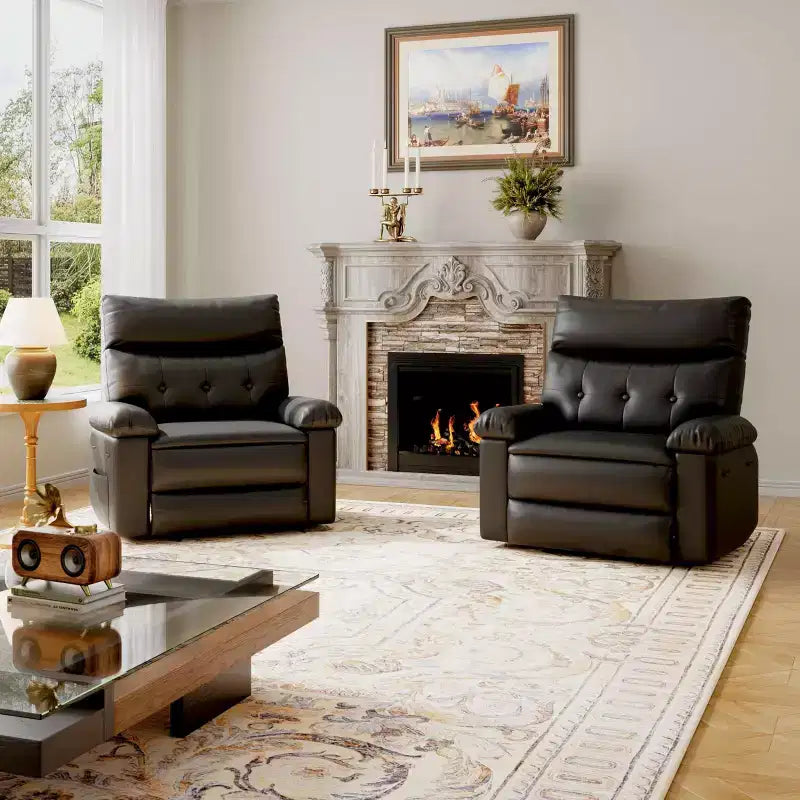 Poltrona Reclinabile Extra Large – Funzione Calore e Massaggio, Ecopelle, Recliner Manuale Extra Largo per Adulti, Grande Poltrona Relax con Braccioli Imbottiti 1.5 Volte più Spessi