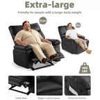 Poltrona Reclinabile Extra Large – Funzione Calore e Massaggio, Ecopelle, Recliner Manuale Extra Largo per Adulti, Grande Poltrona Relax con Braccioli Imbottiti 1.5 Volte più Spessi
