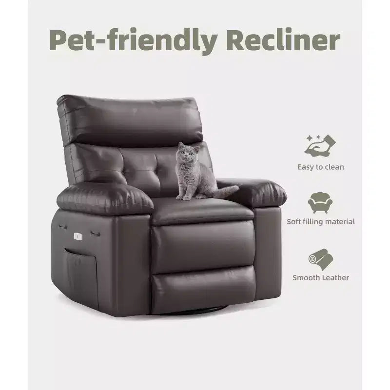 Poltrona Reclinabile Extra Large – Funzione Calore e Massaggio, Ecopelle, Recliner Manuale Extra Largo per Adulti, Grande Poltrona Relax con Braccioli Imbottiti 1.5 Volte più Spessi
