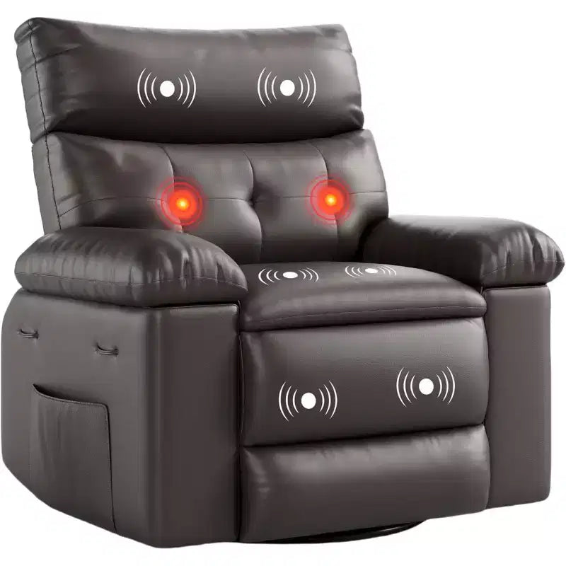 Poltrona Reclinabile Extra Large – Funzione Calore e Massaggio, Ecopelle, Recliner Manuale Extra Largo per Adulti, Grande Poltrona Relax con Braccioli Imbottiti 1.5 Volte più Spessi