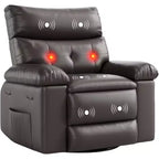 Poltrona Reclinabile Extra Large – Funzione Calore e Massaggio, Ecopelle, Recliner Manuale Extra Largo per Adulti, Grande Poltrona Relax con Braccioli Imbottiti 1.5 Volte più Spessi