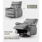 Poltrona Reclinabile Extra Large – Funzione Calore e Massaggio, Ecopelle, Recliner Manuale Extra Largo per Adulti, Grande Poltrona Relax con Braccioli Imbottiti 1.5 Volte più Spessi