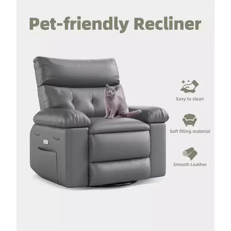 Poltrona Reclinabile Extra Large – Funzione Calore e Massaggio, Ecopelle, Recliner Manuale Extra Largo per Adulti, Grande Poltrona Relax con Braccioli Imbottiti 1.5 Volte più Spessi