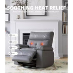 Poltrona Reclinabile Extra Large – Funzione Calore e Massaggio, Ecopelle, Recliner Manuale Extra Largo per Adulti, Grande Poltrona Relax con Braccioli Imbottiti 1.5 Volte più Spessi