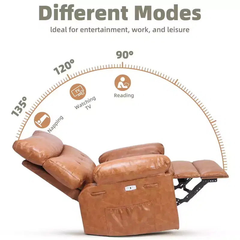 Poltrona Reclinabile Extra Large – Funzione Calore e Massaggio, Ecopelle, Recliner Manuale Extra Largo per Adulti, Grande Poltrona Relax con Braccioli Imbottiti 1.5 Volte più Spessi