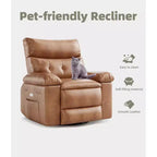 Poltrona Reclinabile Extra Large – Funzione Calore e Massaggio, Ecopelle, Recliner Manuale Extra Largo per Adulti, Grande Poltrona Relax con Braccioli Imbottiti 1.5 Volte più Spessi