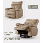 Poltrona Reclinabile Extra Large – Funzione Calore e Massaggio, Ecopelle, Recliner Manuale Extra Largo per Adulti, Grande Poltrona Relax con Braccioli Imbottiti 1.5 Volte più Spessi