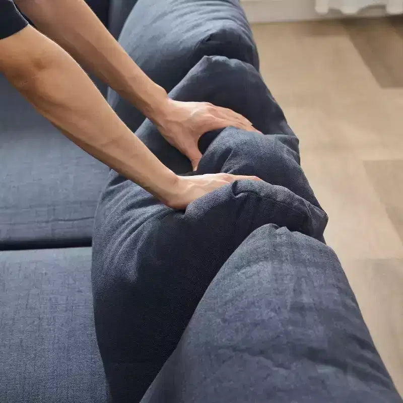 Homy Casa Divano Sezionale a L a 6 Posti, Divano Moderno in Lino con Gambe in Metallo e 2 Cuscini, Seduta Angolare per Soggiorno, Grigio Scuro