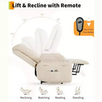 Poltrona Reclinabile Power Lift con Funzione Calore e Massaggio, Reclinabile Elettrica Regolabile in Pelle PU per Anziani, Telecomando, Tasca Laterale, Supporto Confortevole