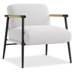 Modern Decorative Chair, Metal Frame and Wooden Armrests, Soft-padded Reading Chair for Bedrooms and Living Rooms, Ergonomic, White Single