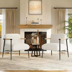 Sedia Decorativa Moderna, Struttura in Metallo e Braccioli in Legno, Sedia da Lettura Imbottita per Camere da Letto e Salotti, Ergonomica, Singola Bianca