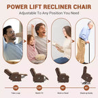 Poltrona reclinabile Power Lift, poltrone reclinabili elettriche oversize per anziani con funzione di riscaldamento e massaggio, portabicchieri, tasca laterale, poltrona singola per soggiorno