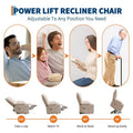 Power Lift Recliner Chair for Elderly - Electric Massage & Heat Recliner with 45 Assist Stand, Living Room Sofa, Swivel Rocker with Cup Holders
