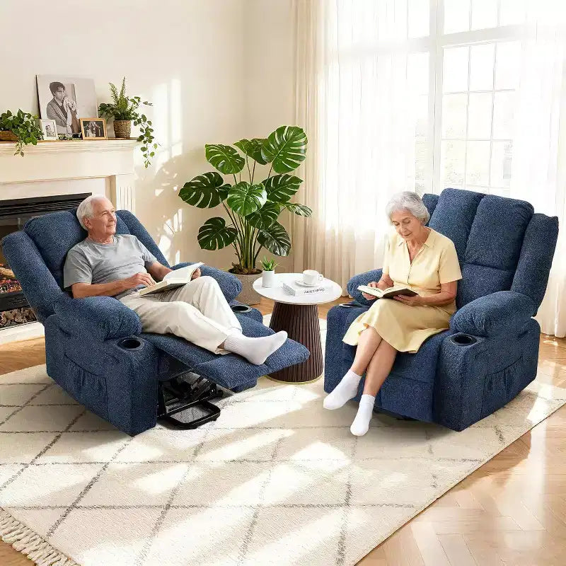 Poltrona reclinabile elettrica per anziani oversize con sollevamento assistito, reclinabile a 135° con funzione massaggio e riscaldamento, 2 portabicchieri