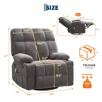 Poltrona reclinabile massaggiante Ultra-Comfort di grandi dimensioni con riscaldamento, poltrona girevole a dondolo manuale, include supporto lombare, tasche laterali e doppi portabicchieri per persone alte e robuste