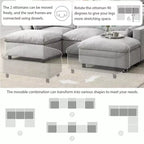 Divano Sezionale Modulare in Ciniglia Clihome da 86.5'', Divano a U a 5 Posti con Tasche Contenitore, Divano Moderno Cloud con 2 Pouf Mobili per Soggiorno