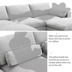 Divano Sezionale Modulare in Ciniglia Clihome da 86.5'', Divano a U a 5 Posti con Tasche Contenitore, Divano Moderno Cloud con 2 Pouf Mobili per Soggiorno