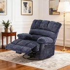 MAYEERTY Blue Oversized Swivel Rocker Recliner Sofa for Adults, Chenille, Perfect for Living Room