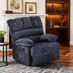 MAYEERTY Poltrona Reclinabile Girevole Oversize Blu per Adulti, in ciniglia, Perfetta per il Soggiorno