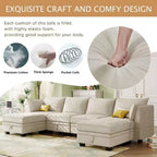Divano componibile, divano a sezione a U con chaise longue reversibile, divano letto trasformabile con contenitore aggiuntivo per soggiorno, ufficio, camera da letto Beige