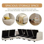 Divano componibile, divano a sezione a U con chaise longue reversibile, divano letto trasformabile con contenitore aggiuntivo per soggiorno, ufficio, camera da letto Beige