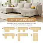 Divano componibile, divano a sezione a U con chaise longue reversibile, divano letto trasformabile con contenitore aggiuntivo per soggiorno, ufficio, camera da letto Beige