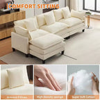Divano, 112 Moduli a Forma di L Cloud Couch in Tessuto Ciniglia/Velluto a Coste Morbido con Seduta Profonda, Ottomana e Tasche Laterali per Soggiorno/Camera da Letto