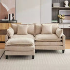 Divano, 112 Moduli a Forma di L Cloud Couch in Tessuto Ciniglia/Velluto a Coste Morbido con Seduta Profonda, Ottomana e Tasche Laterali per Soggiorno/Camera da Letto