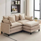 Divano, 112 Moduli a Forma di L Cloud Couch in Tessuto Ciniglia/Velluto a Coste Morbido con Seduta Profonda, Ottomana e Tasche Laterali per Soggiorno/Camera da Letto