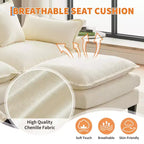 Divano, 112 Moduli a Forma di L Cloud Couch in Tessuto Ciniglia/Velluto a Coste Morbido con Seduta Profonda, Ottomana e Tasche Laterali per Soggiorno/Camera da Letto