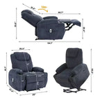 Poltrona reclinabile elettrica in velluto a coste con sollevamento elettrico, reclinazione a 155°, massaggio, riscaldamento, doppi portabicchieri e funzione di assistenza in piedi, sedia ergonomica confortevole per anziani