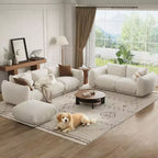 Sofa Set, Modular Chenille Cloud Couch Deep Seat Boneless Sofa for Small Space Living Room/Office White