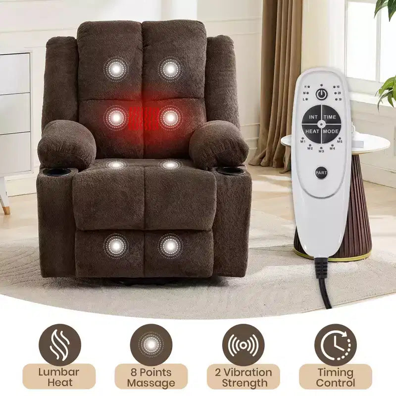 Poltrona Relax Reclinabile Elettrica con Funzione Power Lift, Riscaldamento e Massaggio, Poltrona Alzapersone Elettrica Extra Large con Tasca Laterale, Singola Poltrona per Soggiorno