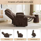Poltrona Relax Reclinabile Elettrica con Funzione Power Lift, Riscaldamento e Massaggio, Poltrona Alzapersone Elettrica Extra Large con Tasca Laterale, Singola Poltrona per Soggiorno