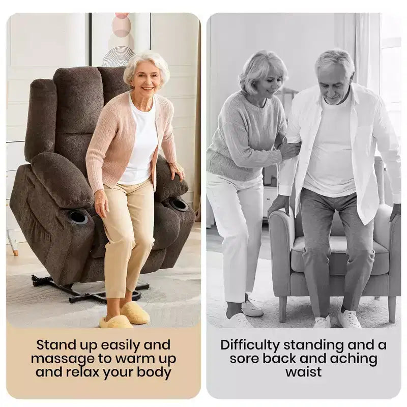 Poltrona Relax Reclinabile Elettrica con Funzione Power Lift, Riscaldamento e Massaggio, Poltrona Alzapersone Elettrica Extra Large con Tasca Laterale, Singola Poltrona per Soggiorno