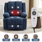 Poltrona Relax Reclinabile Elettrica con Funzione Power Lift, Riscaldamento e Massaggio, Poltrona Alzapersone Elettrica Extra Large con Tasca Laterale, Singola Poltrona per Soggiorno