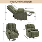 Poltrona Relax Reclinabile Elettrica con Funzione Power Lift, Riscaldamento e Massaggio, Poltrona Alzapersone Elettrica Extra Large con Tasca Laterale, Singola Poltrona per Soggiorno