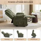 Poltrona Relax Reclinabile Elettrica con Funzione Power Lift, Riscaldamento e Massaggio, Poltrona Alzapersone Elettrica Extra Large con Tasca Laterale, Singola Poltrona per Soggiorno