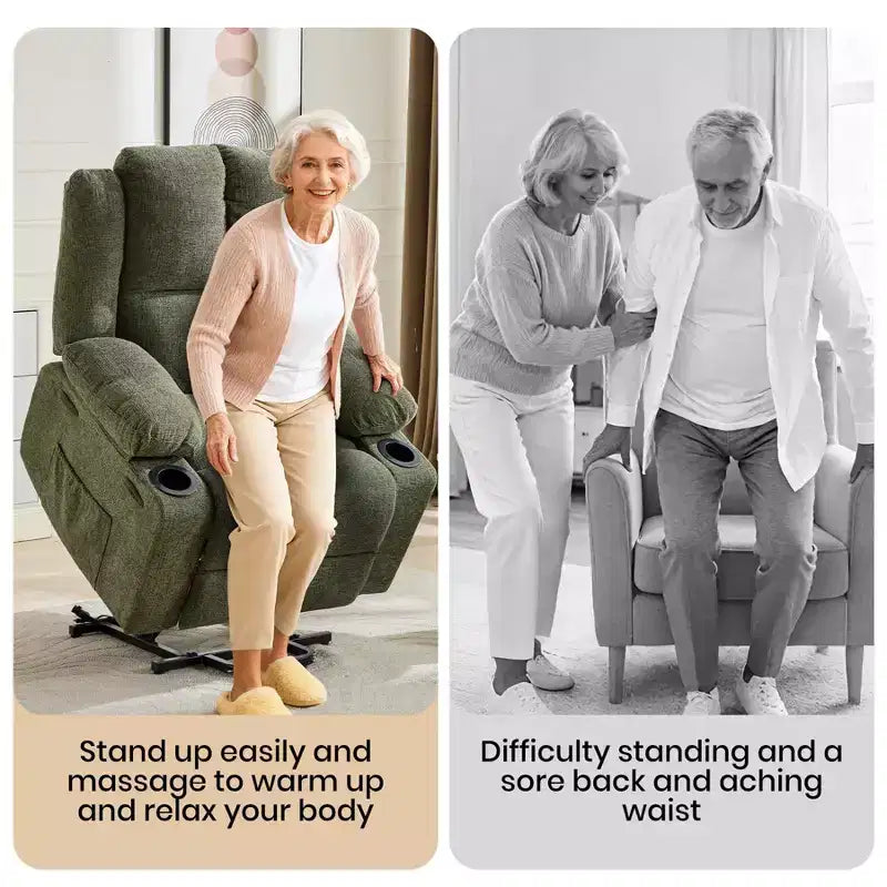 Poltrona Relax Reclinabile Elettrica con Funzione Power Lift, Riscaldamento e Massaggio, Poltrona Alzapersone Elettrica Extra Large con Tasca Laterale, Singola Poltrona per Soggiorno