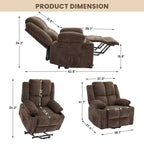Poltrona Relax Reclinabile Elettrica con Funzione Power Lift, Riscaldamento e Massaggio, Poltrona Alzapersone Elettrica Extra Large con Tasca Laterale, Singola Poltrona per Soggiorno