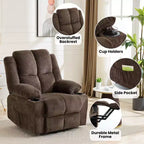 Poltrona Relax Reclinabile Elettrica con Funzione Power Lift, Riscaldamento e Massaggio, Poltrona Alzapersone Elettrica Extra Large con Tasca Laterale, Singola Poltrona per Soggiorno