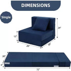 Divano Letto Singolo Convertibile Pieghevole Grigio, Futon da Terra Imbottito con Cuscino per Soggiorno o Ufficio, Poltrona Letto Compatta Facile da Spostare